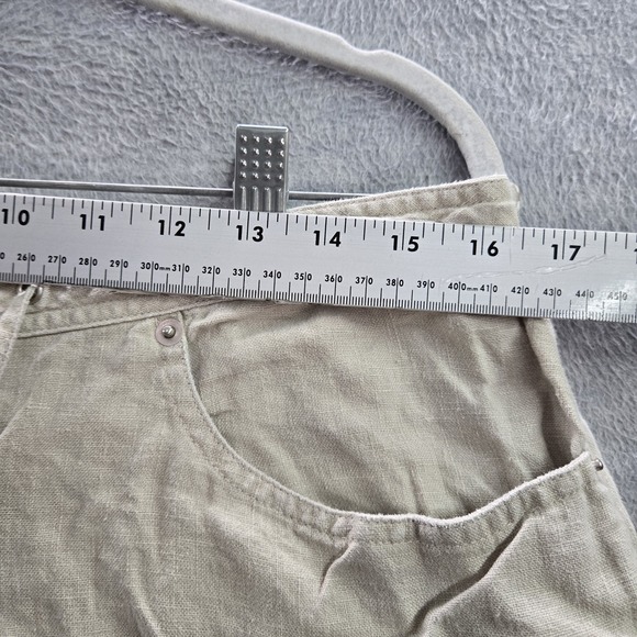 Deane & White‎ Women Shorts 14 Beige Linen Button Drawstring - Picture 4 of 7